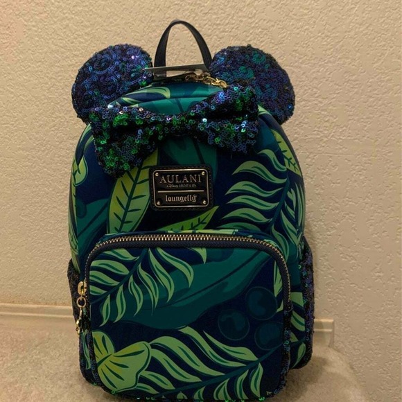 Loungefly Disney Aulani Paradise Sequins Green Backpack NWT Rare